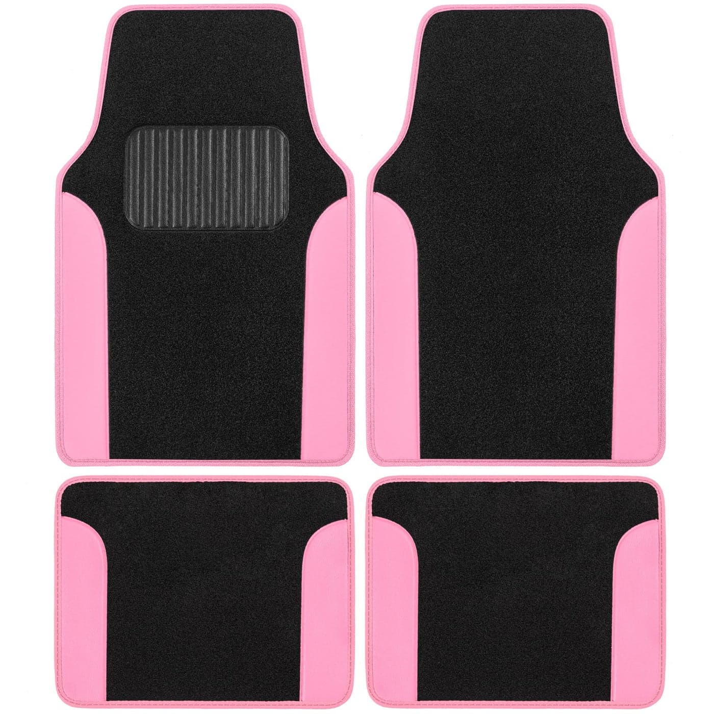 BDK Pink Carpet TwoTone Faux Leather Automotive Floor Mats Included AntiSlip Features and Builtin Heel Pad Stylish for Cars Truck Van SUV MT202