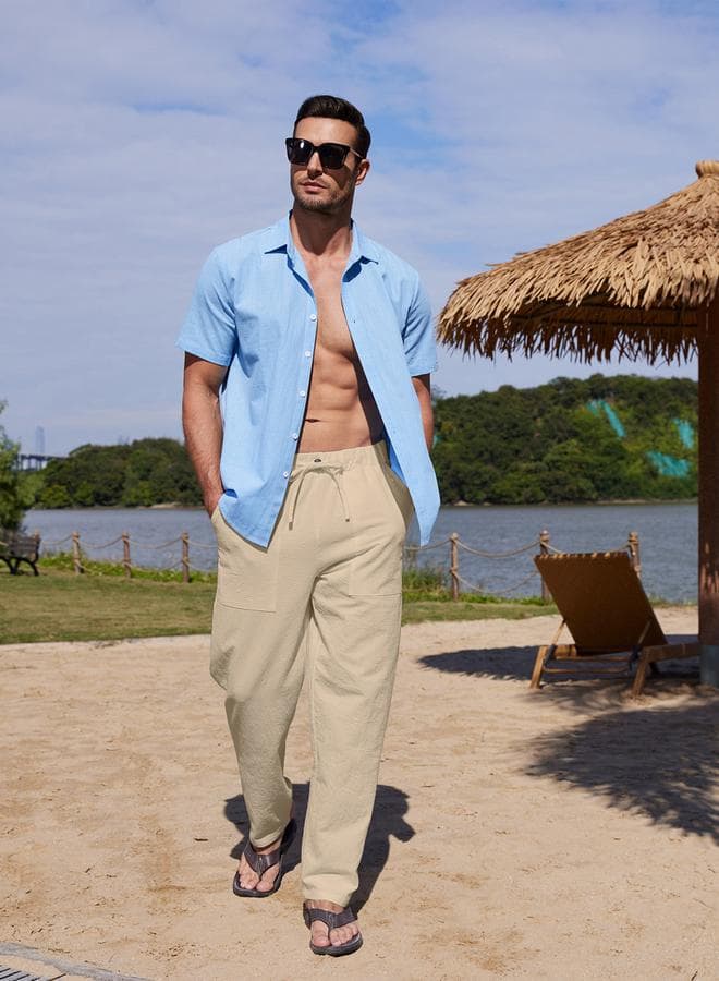 Solid Drawstring Waist Relaxed Fit Pants
