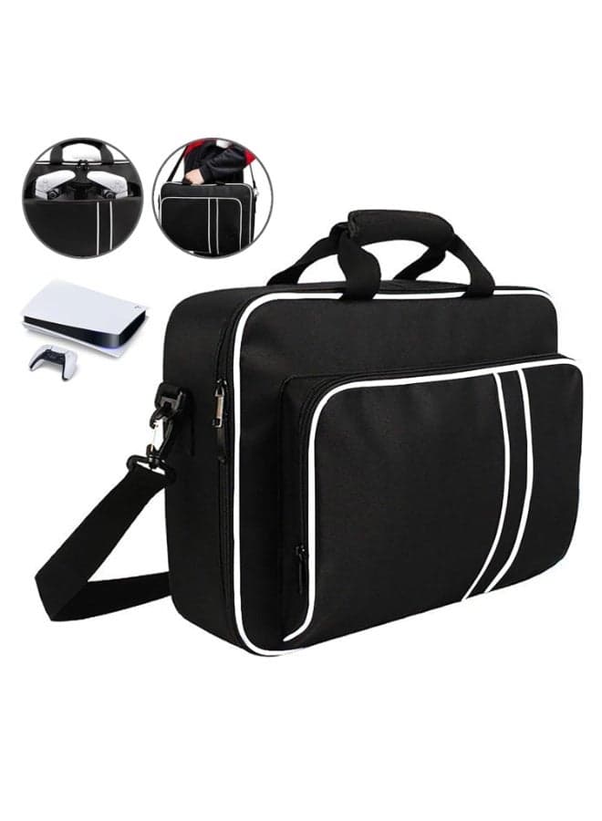 Travel Carrying Case for PS5, Protective Carrying Bag for Disc/Digital Edition Console, Compatible with Controllers, Headset, Game Cards & Accessories, Durable Hard Shell Design (Black)