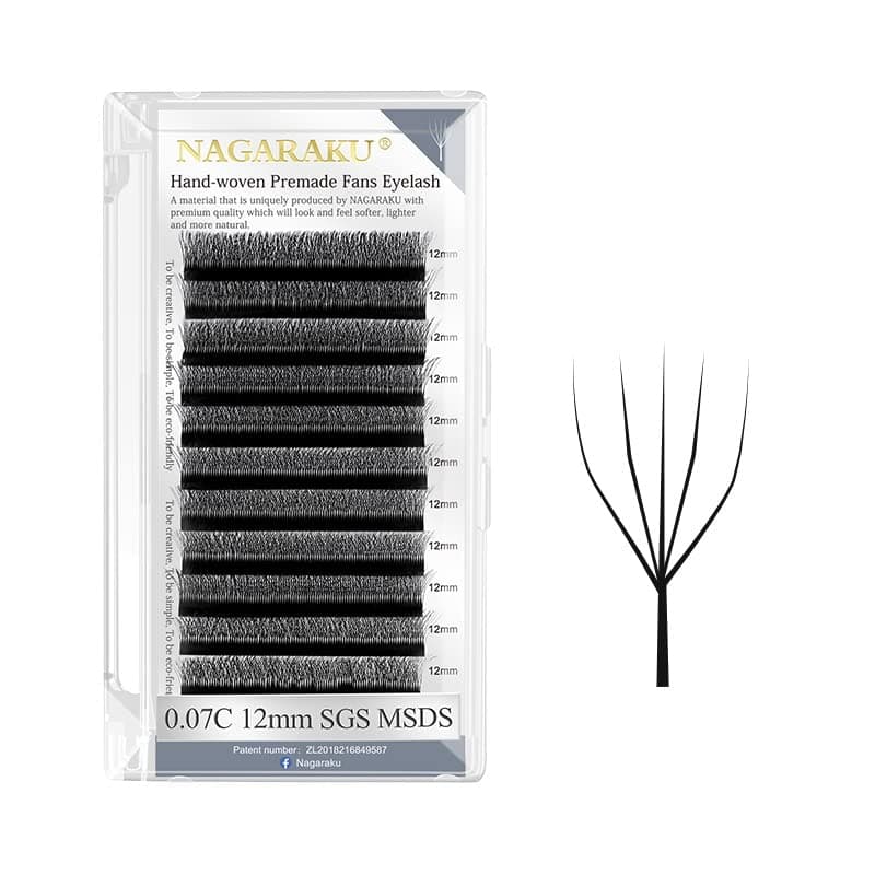 NAGARAKU 5D W Shape Eyelash Extension Volume Premade Matte Black Cluster Easy Fanning yy Eye Lashes with Thickness 007mm 8mm15mm W5DCurlD