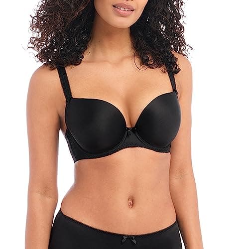 Freya Womens Deco Underwire Molded Plunge Bras, Black, 30F US