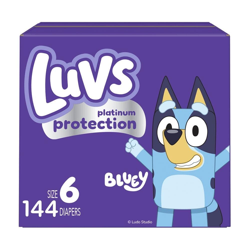 Luvs Diapers Size 6 144 Count Bluey Platinum Protection Baby Diaper