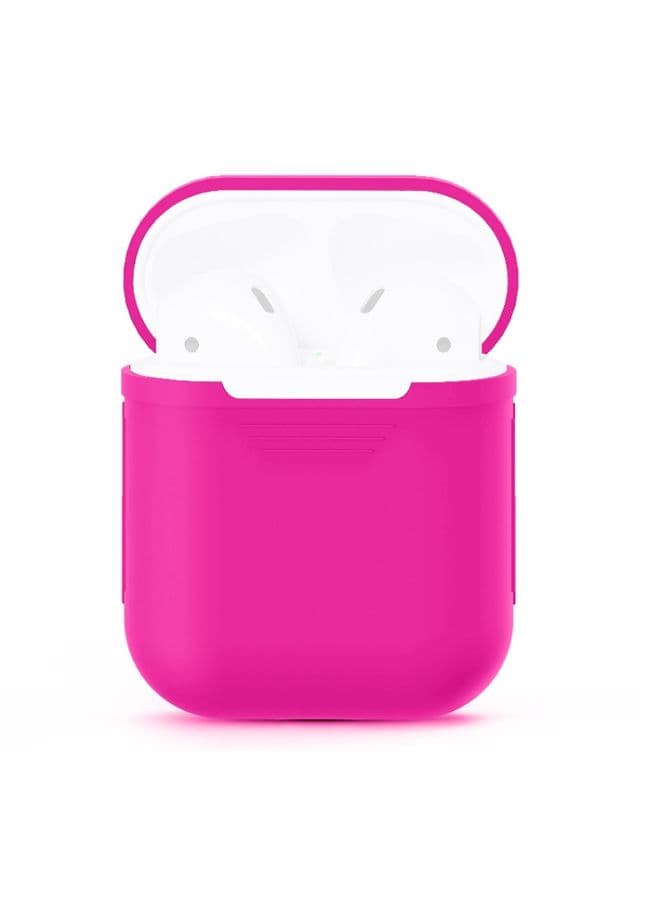 Case Cover Portable Wireless Bluetooth Earphone Silicone Protective Box Anti-lost Dropproof Storage Bag for Apple AirPods 1/2 Earphone is not Included Magenta