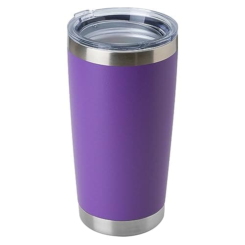 DOMICARE 20oz Stainless Steel Tumbler Bulk with Lid Double Wall Vacuum Insulated Travel Mug Powder Coated Coffee Cup Powder Purple 1