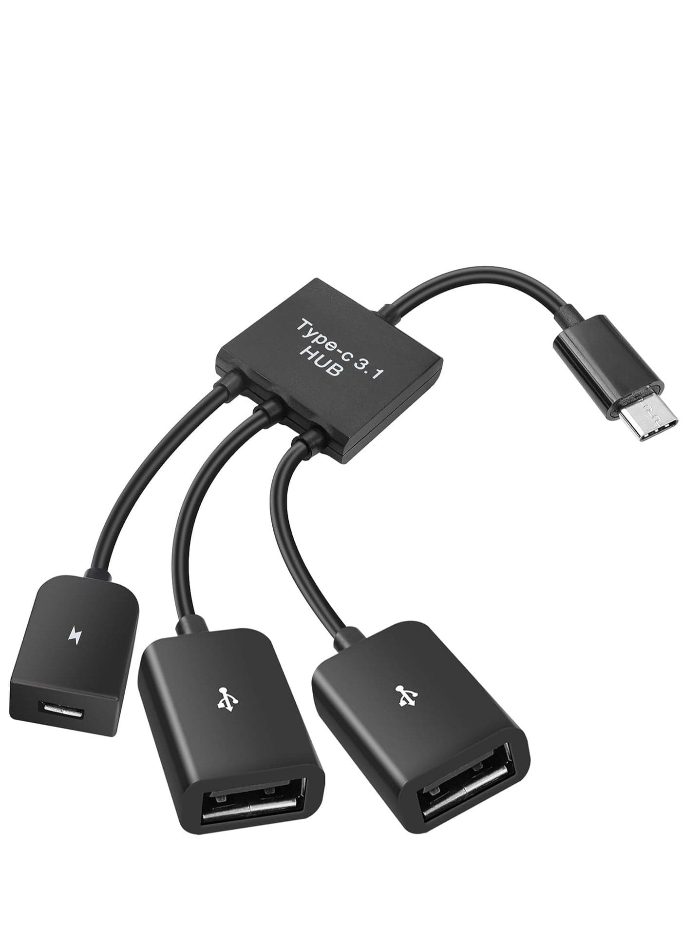 USB C to Dual USB OTG Adapter, 4 Port Type-C Male to 2 USB u0026 Micro Female OTG Hub Splitter for Android Tablet Pc and Smart Phone and More
