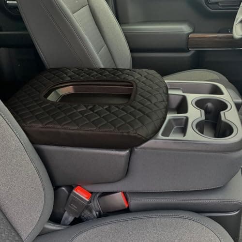 Zxiaochun Center Console Cover Compatible with 20192025 2026 Chevy SilveradoGMC Sierra Jump Seat Accessories Middle Console Armrest Lid Leather Protective CoverONLY for Split Bench Seat Console