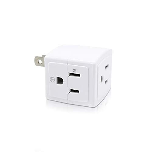 SYCON Adapter Outlet Extender, 2-Prong to 3-Prong Mini Wall Plug, Multi Outlet Splitter with 3 Outlets