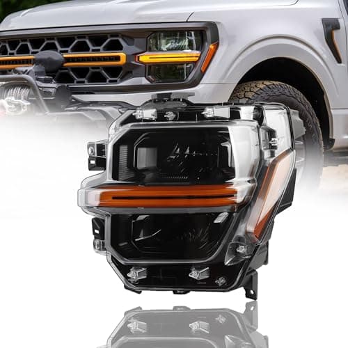 Dasbecan Headlight Assembly LED with Module Compatible With 2024 2025 Ford F150 XL XLT STX Tremor Replace RL34-13E015-AF RL3Z-13008-H RL3Z-13008-WF RL3Z-13008-WM Head Lamp Left Driver Side