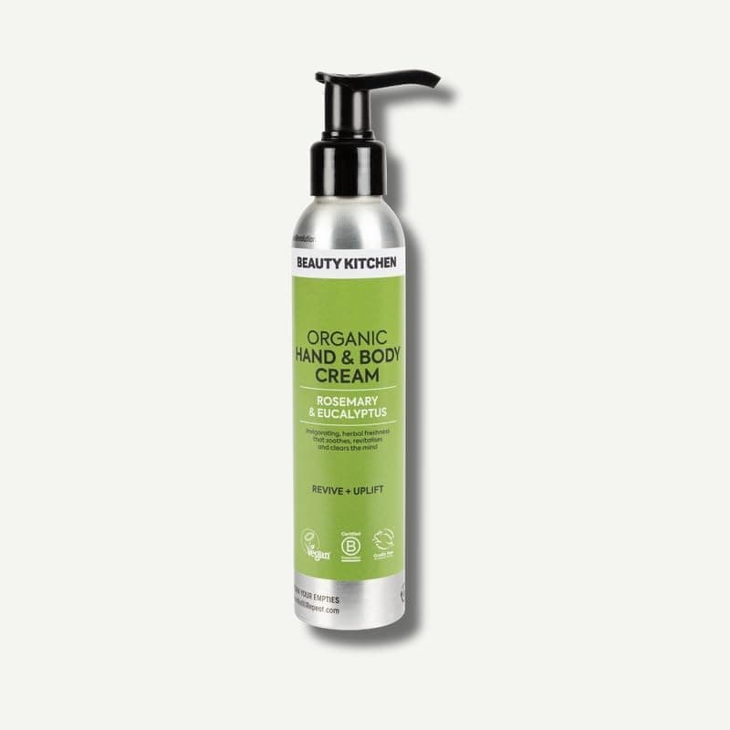 Beauty Kitchen Organic Hand and Body Cream Rosemary Essential Oil and Eucalyptus Essential Oil for Deep Hydration and Uplifting Daily Moisture Vegan and Natural Skincare 150ml