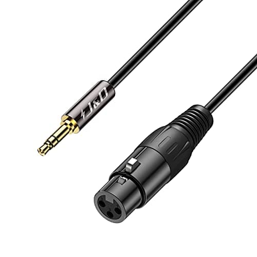 J&D XLR to 3.5mm Microphone Cable, PVC Shelled XLR Female to 3.5mm 1/8 inch TRS Male Balanced Cable - 3 Feet for DSLR Camera, Computer Sound Card