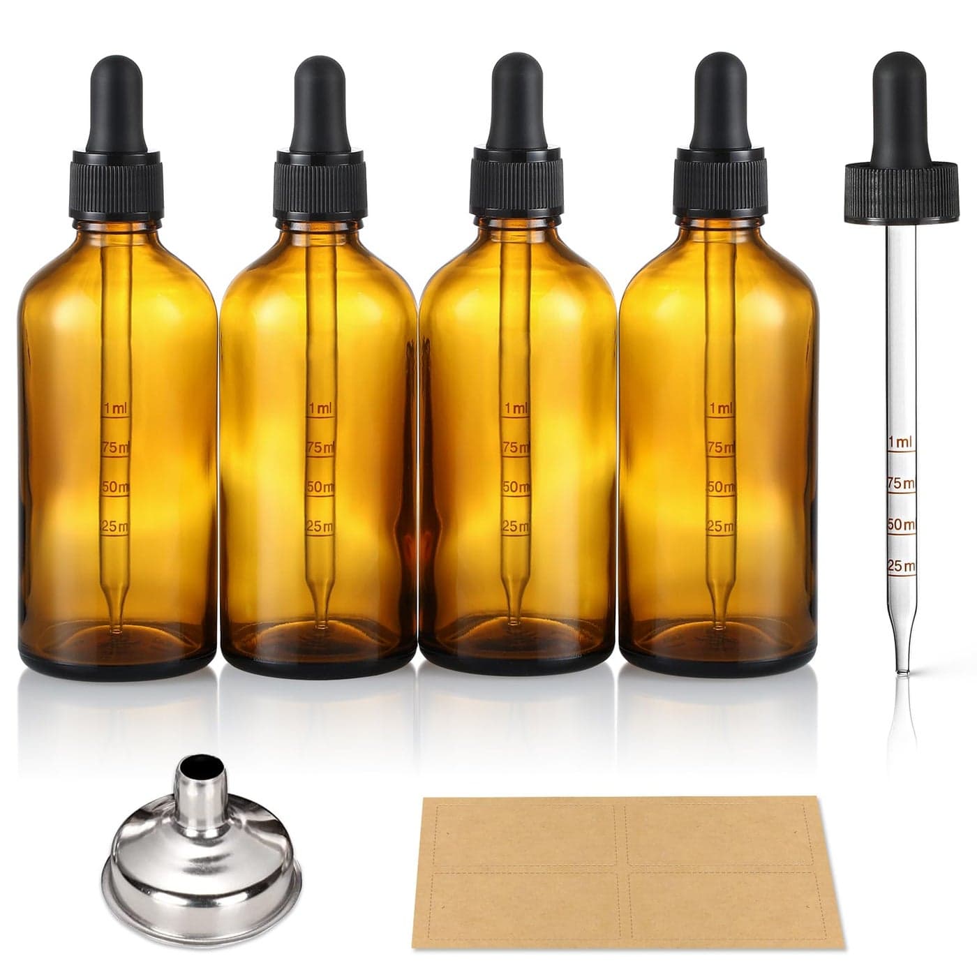 4 oz Dark Amber Glass Dropper Bottles with Measured Dropper 4 Pack 120ml Thick Tincture Bottle with Measurement Eye Droppers Leakproof Essential Oils Bottle for Health Personal Care Beauty