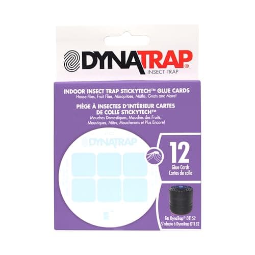 Dynatrap Official Replacement StickyTech Glue Cards for Dynatrap DT152 Indoor Insect Trap and Killer – Catches and Kills Fruit Flies, Gnats, Moths, Mosquitoes & Other Flying Insects, 21523 - 12 Pack