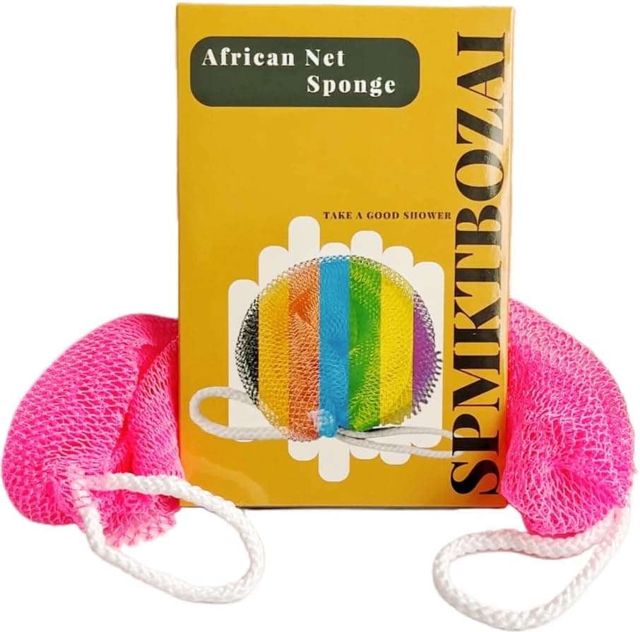 African Net Sponge Authentic Exfoliating Body Scrubber Bath Sponge Back Scrubber Washcloth for Shower with Travel Bag Real African Scrub Exfoliator Body Care Bathing Accessories