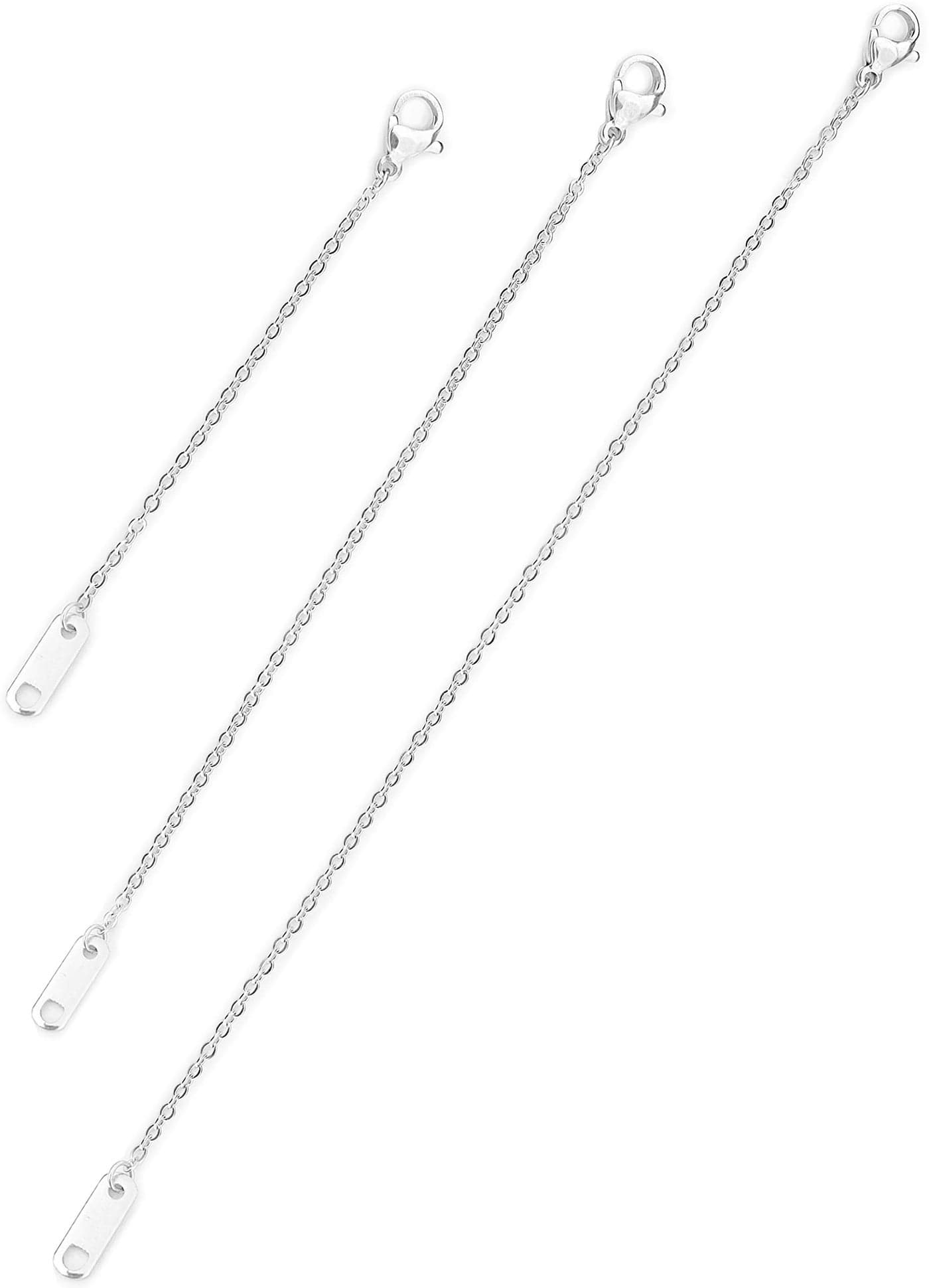 Altitude Boutique 18k Gold Plated Necklace Extenders | Delicate Necklace Extender Chain Set for Women | 3 Piece Set, Hypoallergenic Extensions 2”, 4”, 6” Inches in Gold, Rose Gold, or Silver (Silver)
