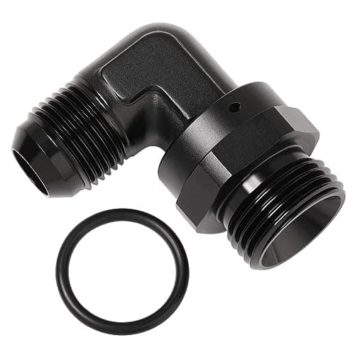 Podavelle 10AN Male Flare to 12AN 12 ORB Oring Boss 90 Degree Swivel Fitting Adapter Aluminum Black