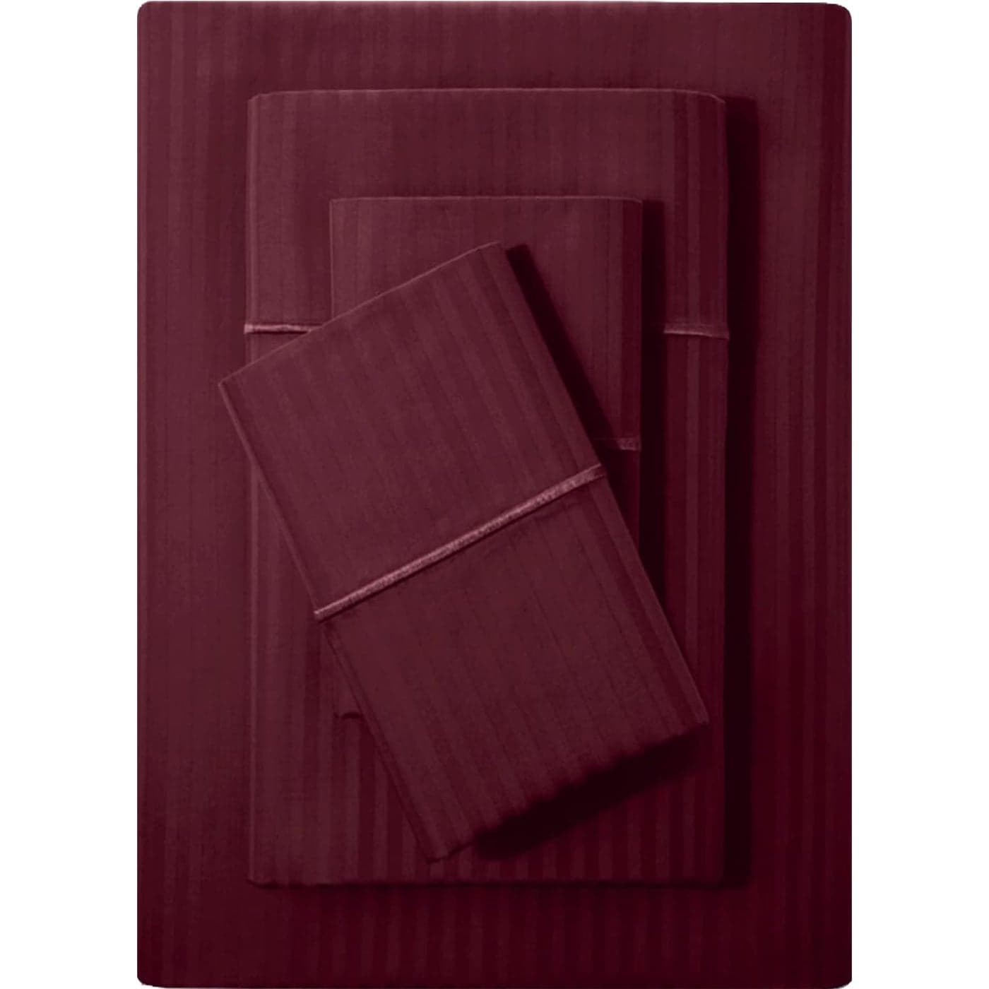 Feather Stitch 500 TC King Size Damask Bed Sheet Set 100 Cotton Soft Breathable Bedsheets 4 Piece 18 Deep Pockets Sateen Weave Striped Bedding Mattress Resort Hotel Luxury Burgundy King
