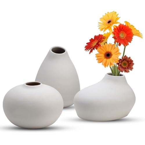 Bodhi House Ceramic Handcrafted Modern Abstract Art Minimalist Aesthetic Flower Vase for Home Decor and Gifting Vases | Matte Finish | Decorative Flower Vase for Living Room (White)