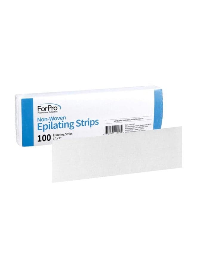 Non-Woven Epilating Strips, White, Tear-Resistant, Pre-Cut Strips for Hair Removal, 3” W x 9” L, 100-Count