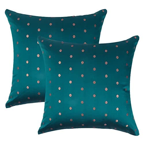 Oussum Art Silk Pillow Cover Cushion Cover Sofa Waist Throw Pillow Case Home Decor Set of 2 (12 x 12, Blue Coral)