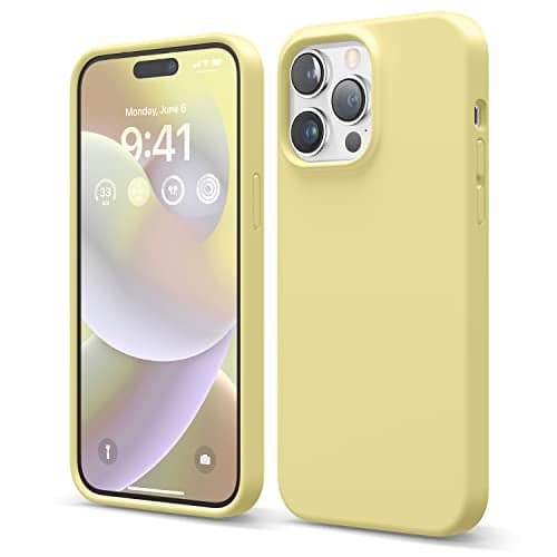 elago Compatible with iPhone 14 Pro Max Case, Liquid Silicone Case, Full Body Protective Cover, Shockproof, Slim Phone, Anti-Scratch Soft Microfiber Lining, 6.7 inch (Yellow)
