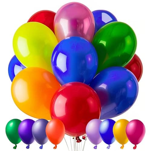 100 PCS Balloons, 12 Inch Assorted Colors Balloon & 10 Kinds of Color Balloons, Latex Balloon Bulk for Birthday, Baby Shower, Wedding, Family Party.