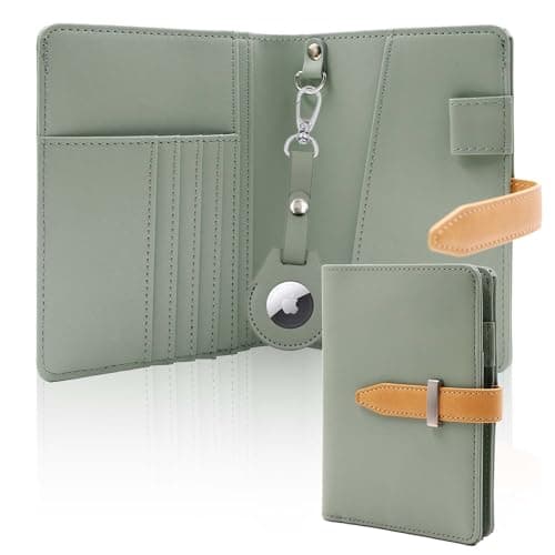 Deziliao Passport wallets, Mulit-purpose RFID Blocking Passport Holder AirTag Wallet, Travel Wallet(Moss Green)