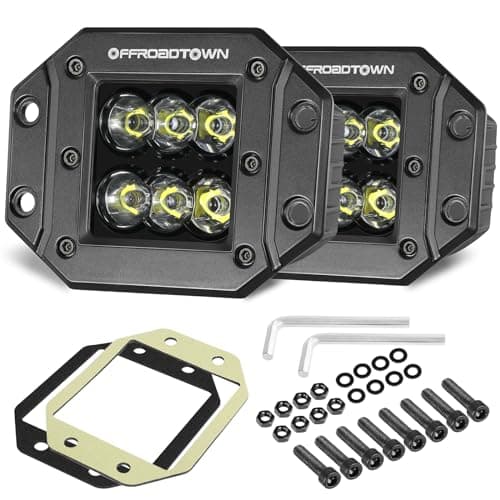 Flush Mount LED Pods, OFFROADTOWN 5'' 12,000LM CREE LED Driving Lights Reverse Backup Light Flush Light Bar Off Road Lights Work Light for Truck Pickup UTV ATV SUV Boat 4x4 Car