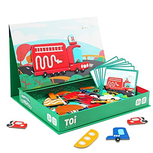 Toi Kids Magnet Toys Magnetic Jigsaw Puzzle Boxes with Game Board for Kids Ages 38 Portable Travel Game Transport