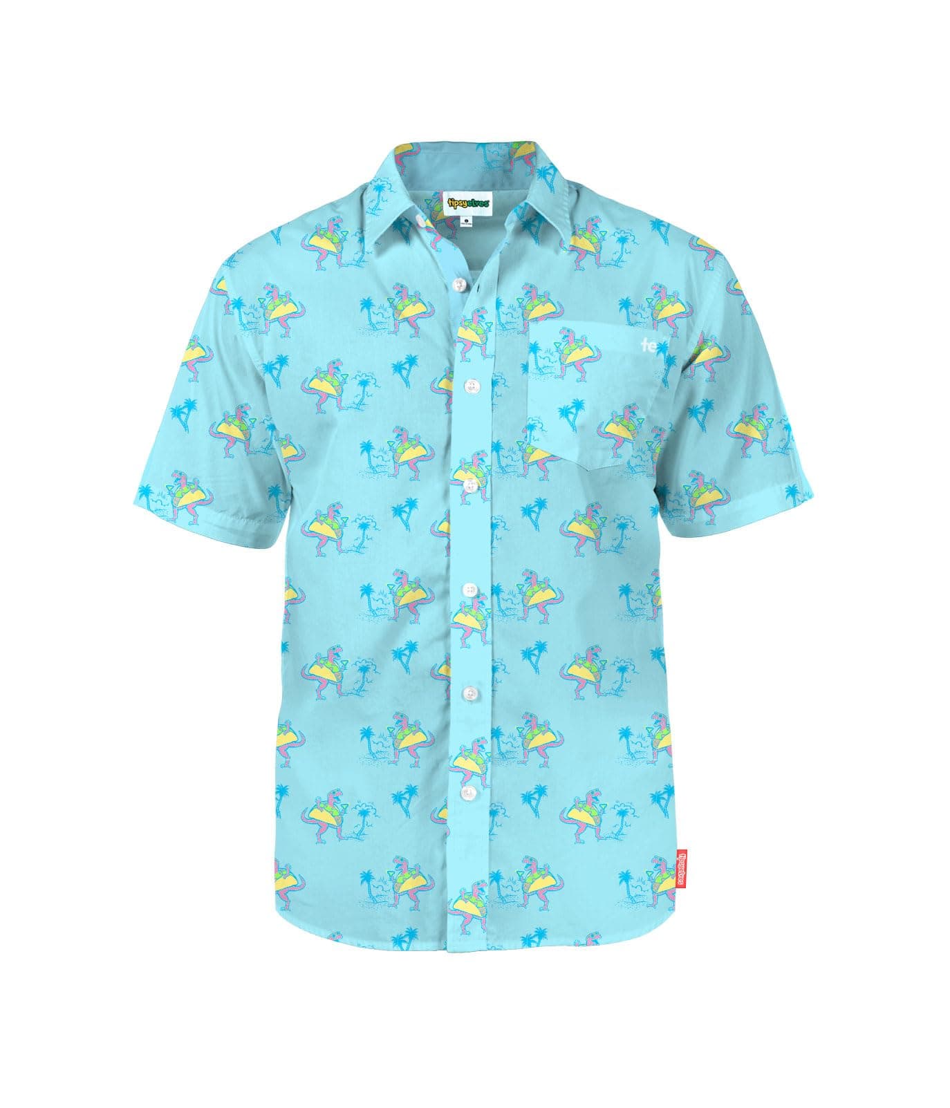 Tipsy Elves Blue Tacosaurus Hawaiian Shirts for Men - Casual Beach & Summer Party Shirts for Men - Stretch Fabric with Modern Fit - Fun Design for Parties & Vacation - X-Large