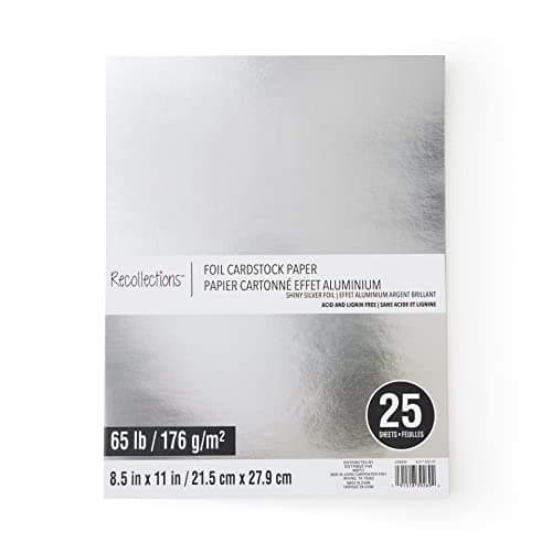 Recollections 25 Sheets Shiny Silver Foil 85 x 11 Cardstock Paper Acid and Lignin Free Paper for Scrapbooks Arts Crafts 1 Pack