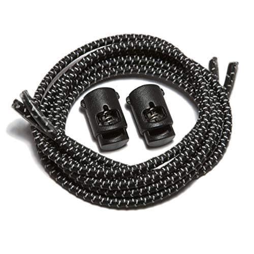 IBUNGEE LACES (Elastic No Tie Shoelaces (Reflective), (Black, 26-Inch)