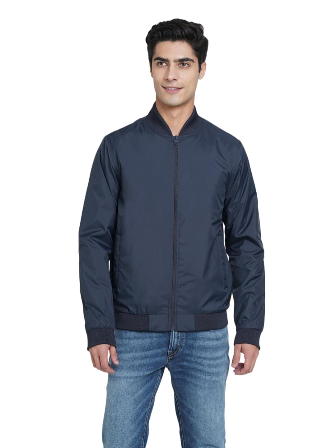 Jack & Jones Men Regular Fit Navy Blue Windcheater Jacket