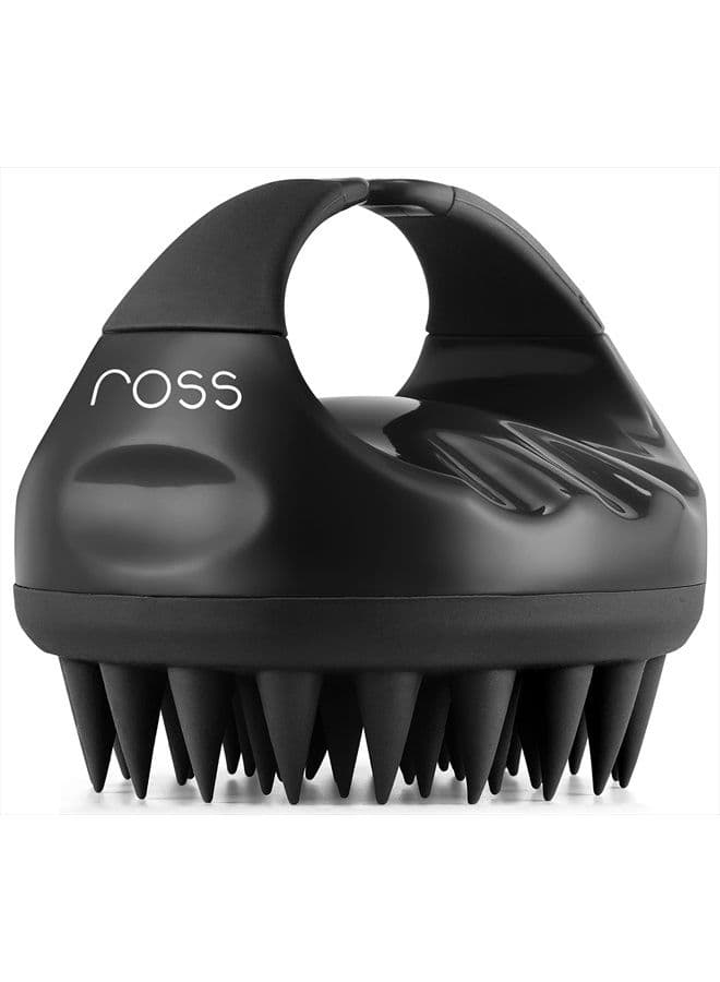 Hair Scalp Massager Shampoo Brush with Soft Silicone Bristles for Anti Dandruff, Exfoliating with Scalp Care Manual Head Massager, 1 Count (Pack of 1) (Style 1, Black)