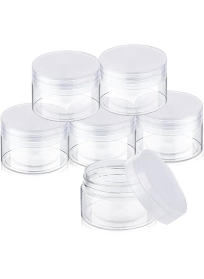 SATINIOR 6 Pack 5 oz Plastic Jars Containers with Lids Widemouth Refillable Leakproof Reusable Round Empty Jars for Travel Cosmetic Dry Food SpiceCandy Cookie Home Kitchen Organizing Clear