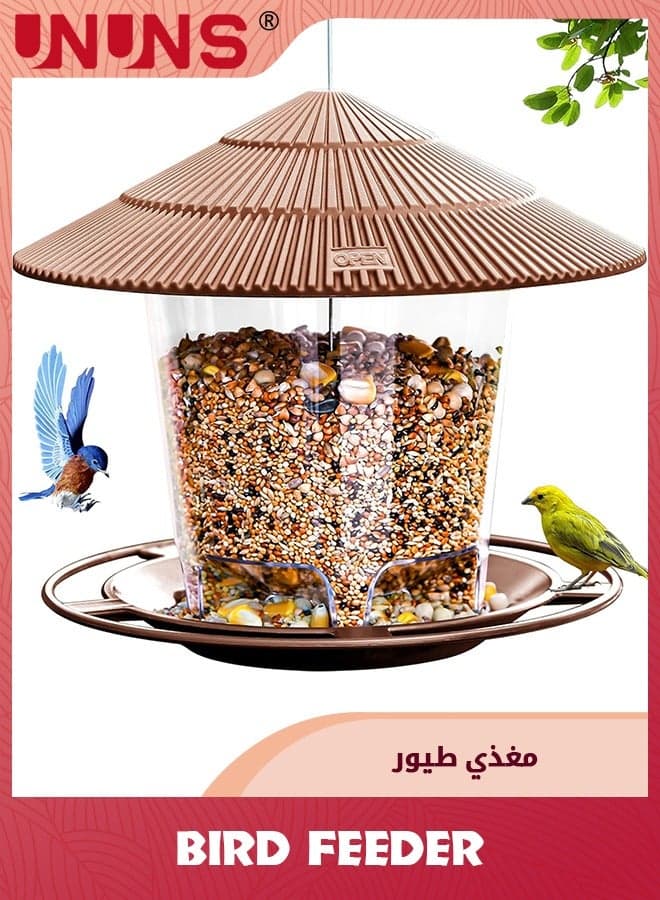 Hanging Bird Feeder,Outside Hanging Bird Feeders for Outdoors Squirrel Proof,Tube Bird Feeders For Outdoors Hanging,Brown
