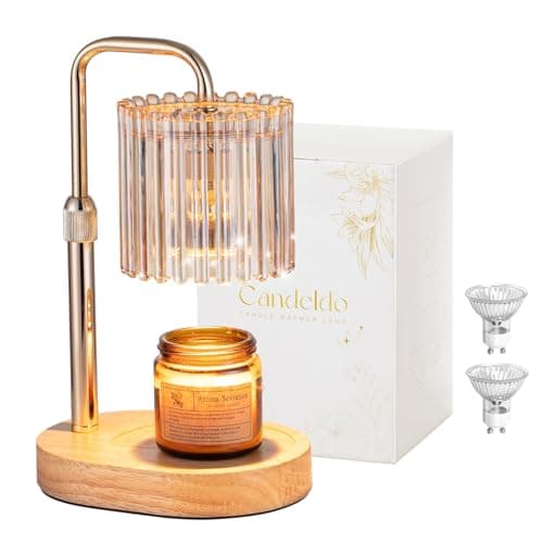 Candeldo Candle Warmer Lamp with Timer: Gold Candle Warming Lamp Height Adjustable Wax Melt Warmer Dimmable Modern New Home Bedroom Decor Housewarming Gift for Women