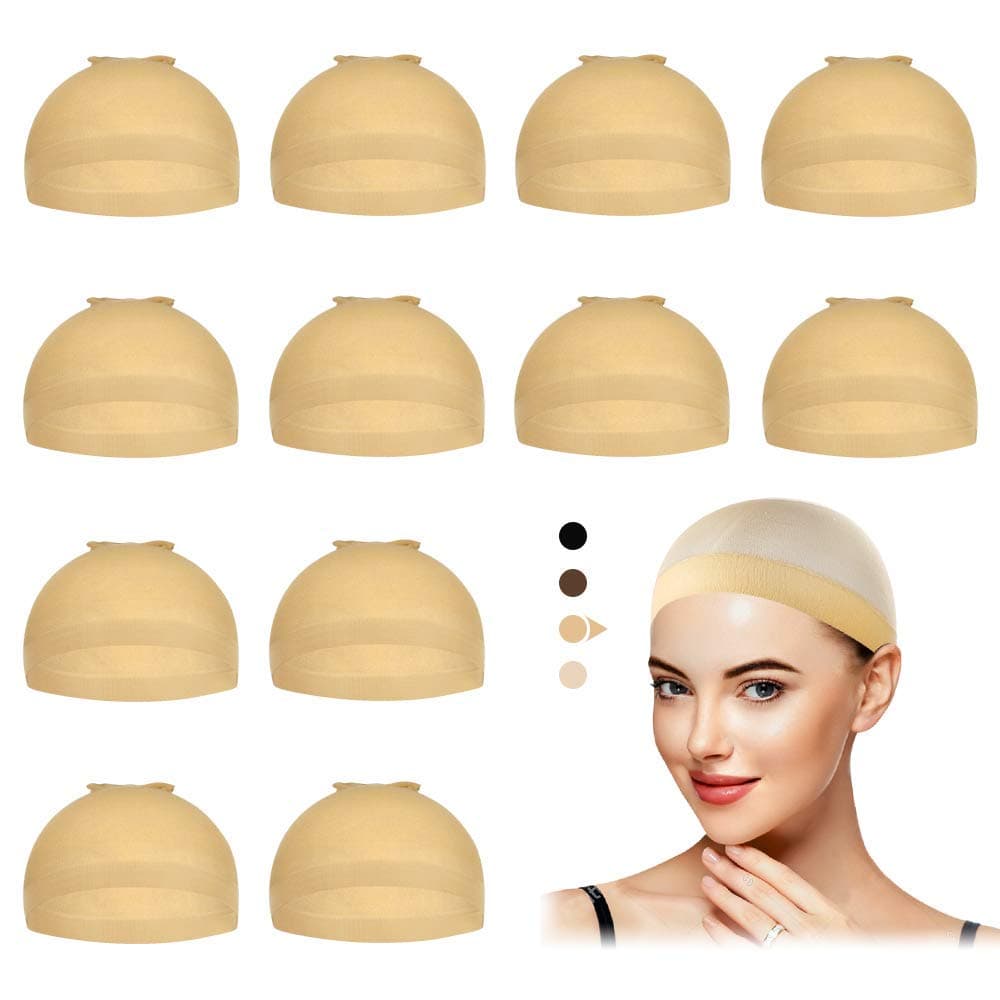 Dreamlover Beige Stocking Wig Caps for Women 12 Pieces
