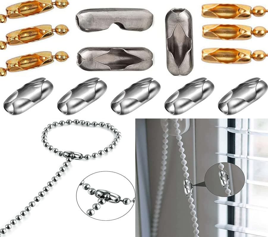 DIY Crafts Pack of 40 Pcs, Nickel Silver, 20-200 Pieces Replacement Vertical Roman Roller Blind Ball Chain Cord Connector Clips for Nail Keychai, Je (Pack of 40 Pcs, Nickel Silver)