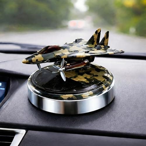 YOURKARTS.COM Solar Open Wing Jet Car Air Freshener | Rotating Metal Aircraft Car Perfume Diffuser | Essential Oil Aromatherapy Stylish Dashboard Accessory | Long Lasting Fragrance | Gift Box