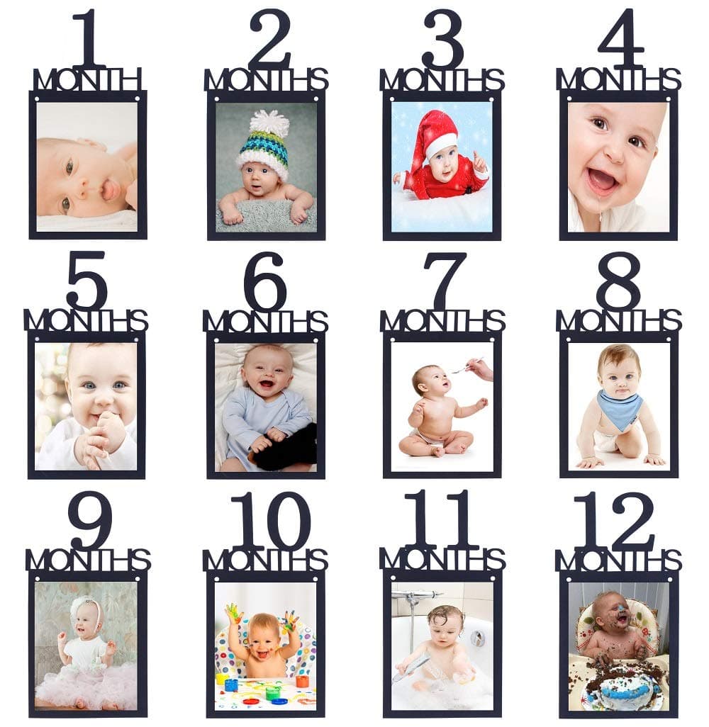 ANGEL Q HOUSE 1st Birthday Baby Photo Banner Growth Record 112 Month Photo Prop Monthly Milestone Photograph Bunting GarlandFirst Birthday Celebration DecorationBlack