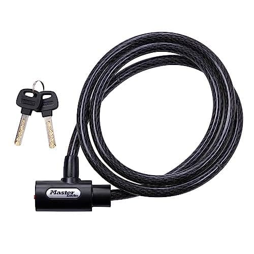 Master Lock 8364DCC Cable Bike Lock with Key, 5 ft. Long, Black