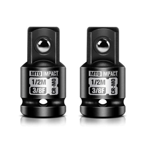 MTO 2-Piece 3/8" Female to 1/2" Male Impact Socket Adapter Set, 3/8" Drive Impact Driver Conversions for Impact Wrench, Chrome Molybdenum Alloy Steel