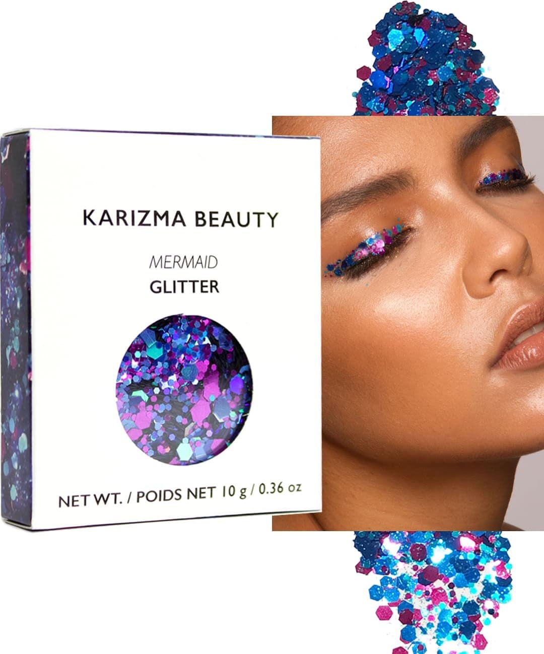 KARIZMA Mermaid Glitter 10g Chunky Face Hair Eye Body Glitter for Women Rave Festival Accessories