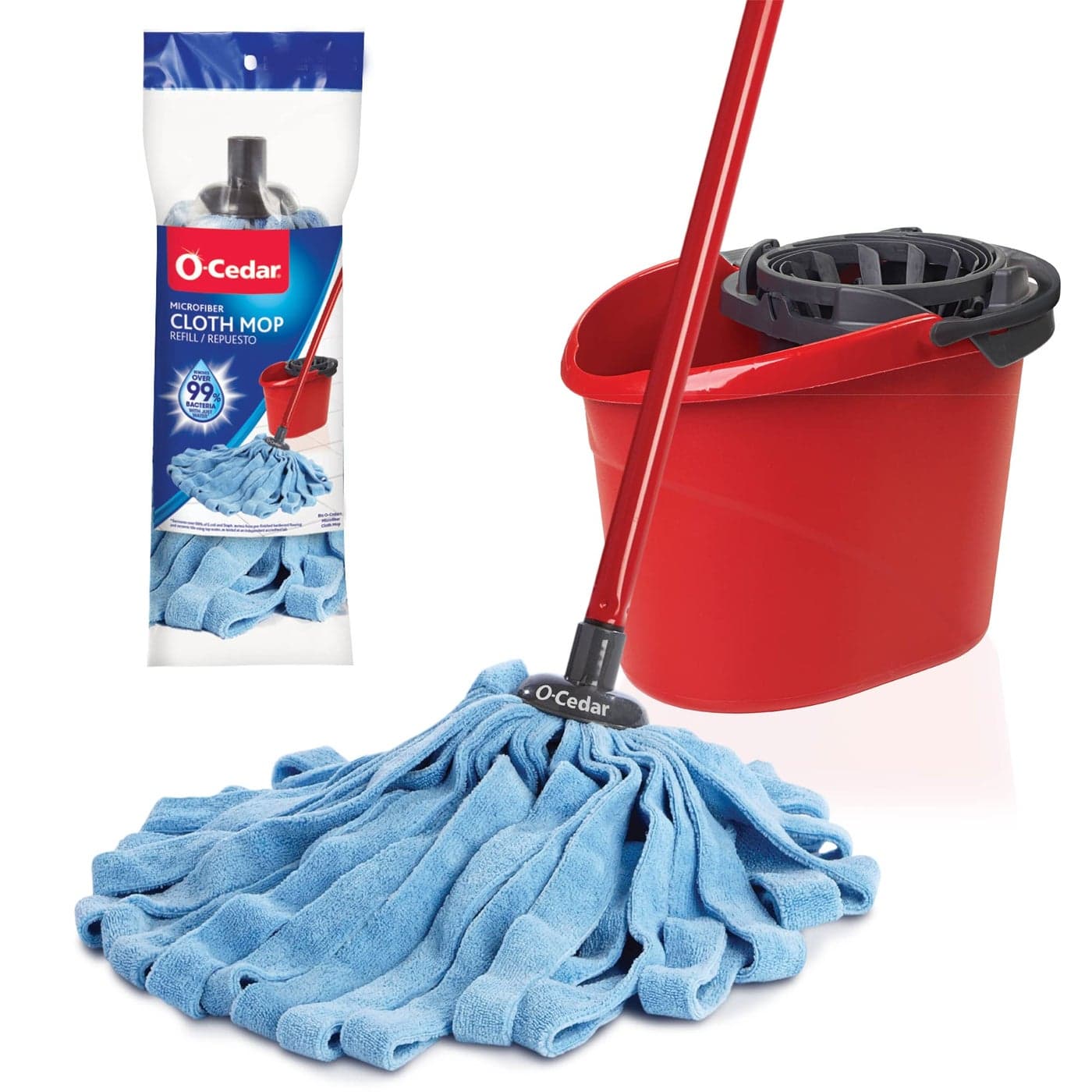 OCedar Microfiber Cloth Mop QuickWring Bucket with Extra Refill 2 Piece Set
