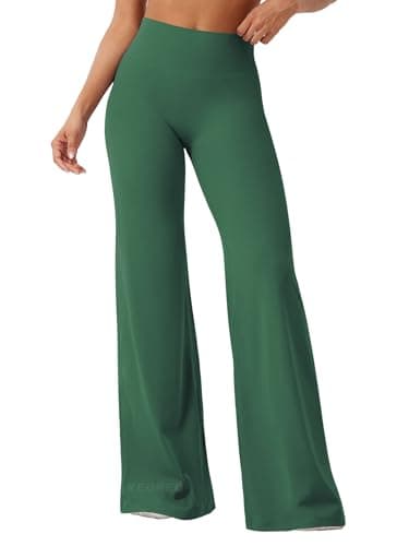 YEOREO Workout Leggings Womens No Front Seam Straight Leggings 35" High Waist Buttery Eddiy Gym Yoga Pants Dark Green XS