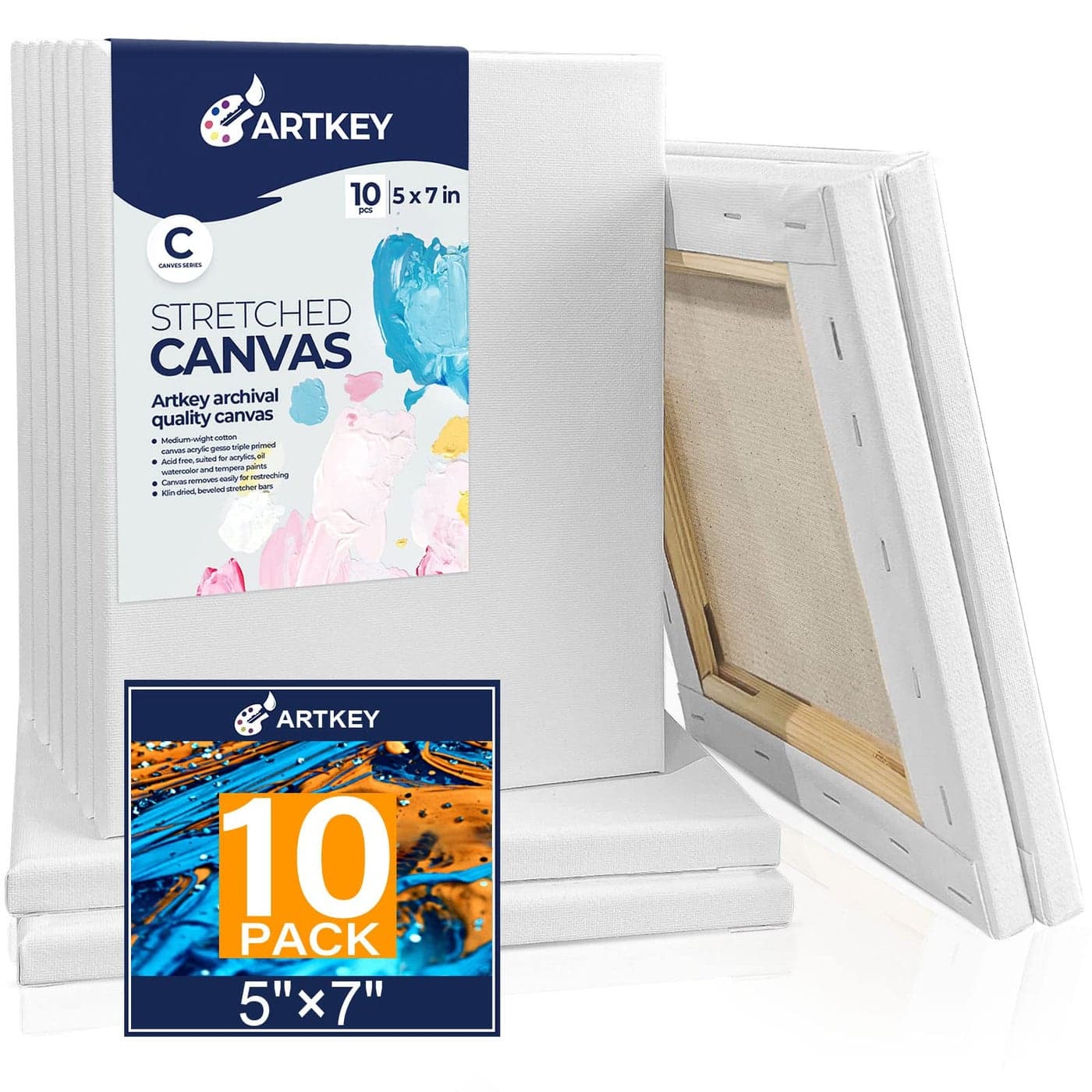Stretched Canvases for Painting 5x7 Inch 10Pack 10 oz Triple Primed AcidFree 100 Cotton Blank Canvas Small Canvases for Oil Paint Acrylics Pouring Wet Art Media