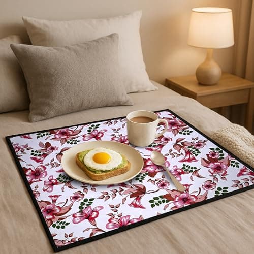 Star Weaves Waterproof Bed Server/Food Mat/Bedsheet Protector/Reversible in 3 Layered Heavy Material(Colour and Print Might Vary According to Availability)/ bed server mat Reversible/ Place Mat
