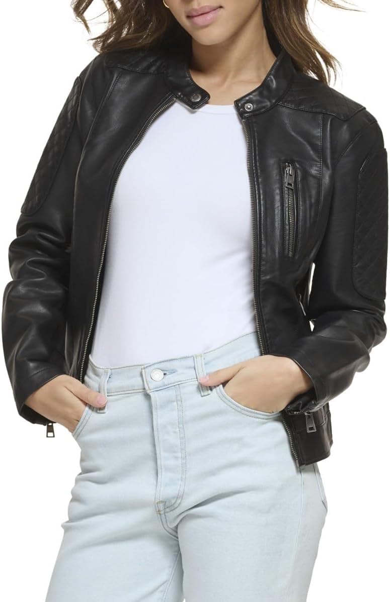 Levi's Women's Faux Leather Motocross Racer Jacket - Black, 3X