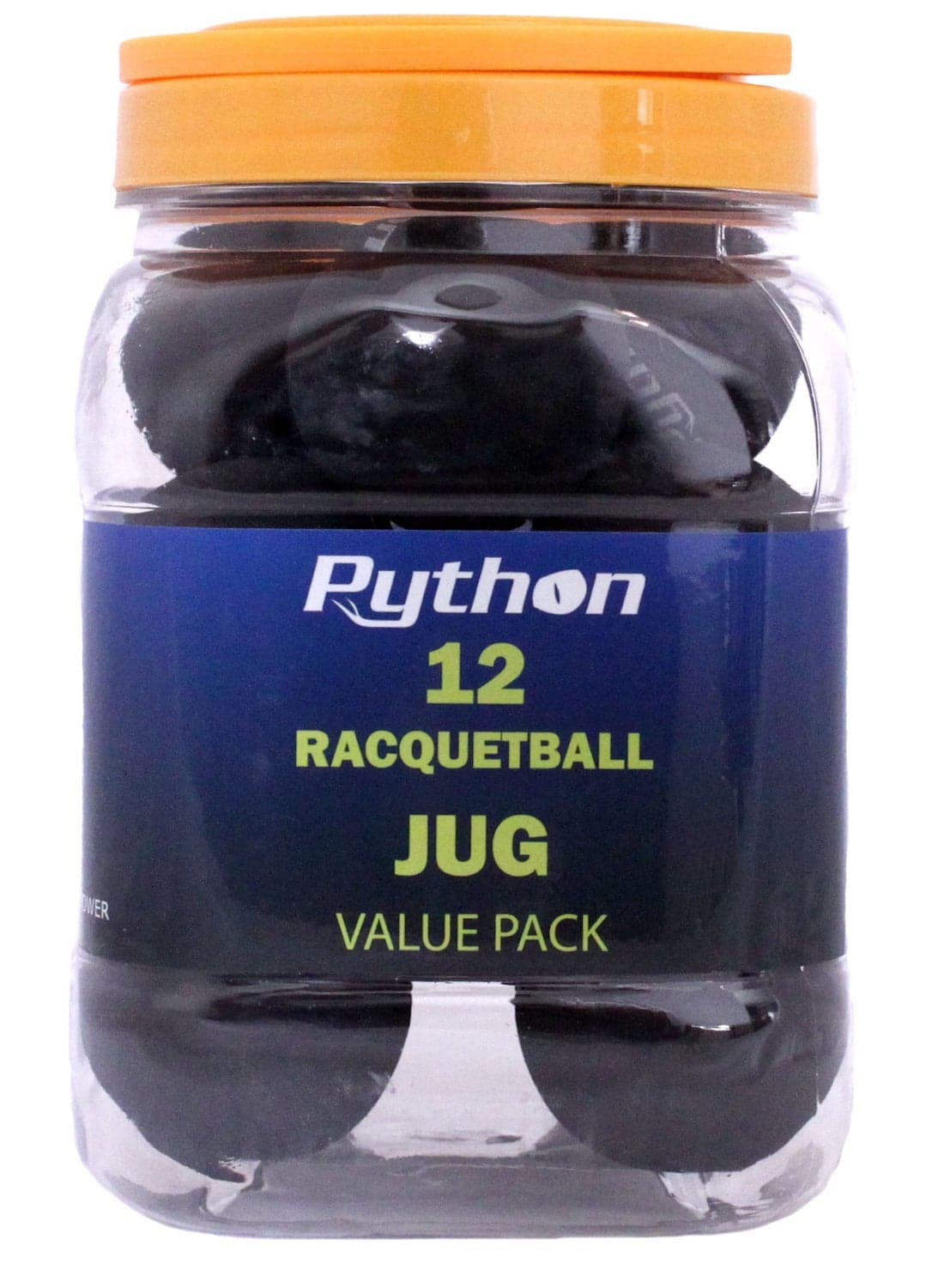 Python Black Racquetballs Value Pack 12 Ball JugLong Rally Ball
