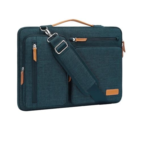 MOSISO 360 Protective Laptop Shoulder Bag,15 inch Computer Bag Compatible with MacBook Air M4 M3 M2/Pro A1990 A1707, Dell XPS Plus,Side Open Messenger Bag with 4 Zipper Pockets&Handle, Teal Green